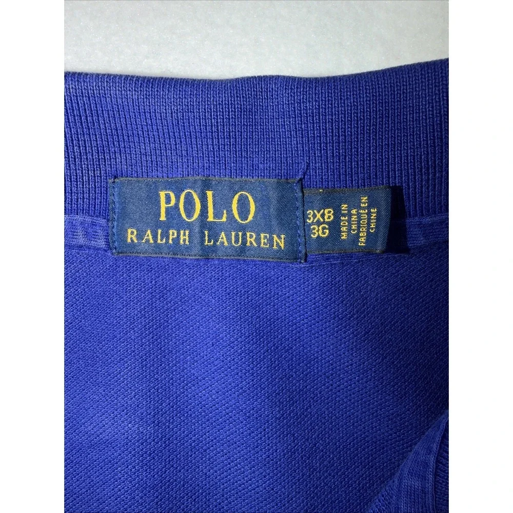 Set Of 3 Ralph Lauren Shirt Mens Size 3XB Blue Short Sleeve Polo Casual Golf‎
